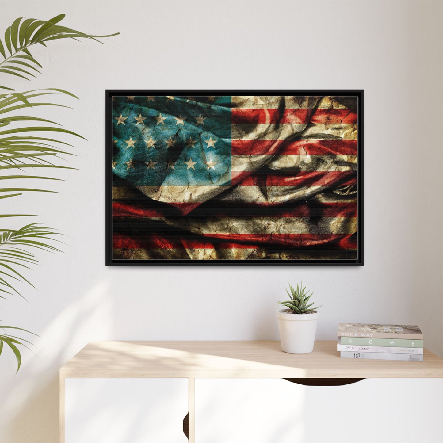 Framed American Flag Canvas