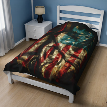 American Flag Velveteen Plush Blanket
