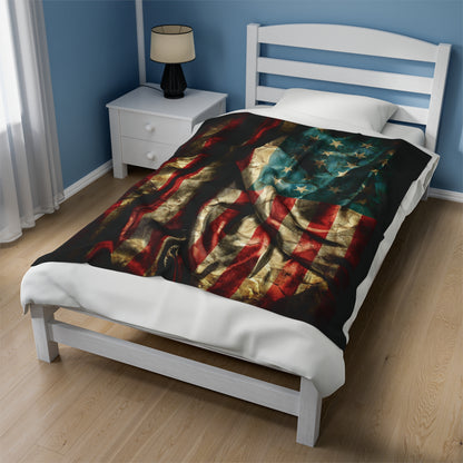 American Flag Velveteen Plush Blanket